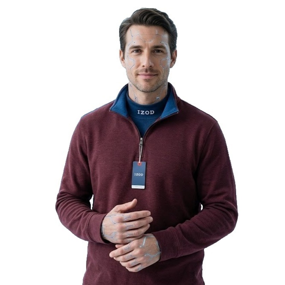 IZOD Mens XL Quarter Zip Pullover Sweater Maroon Red Long‎ Sleeve Mock Neck NWT